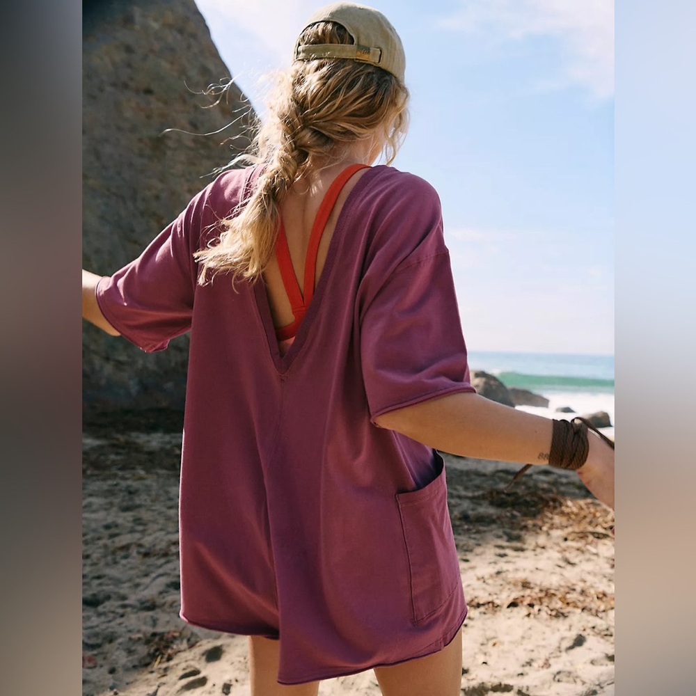 Free People Hot Shot Tee Romper in Clove - Picture 2 of 5